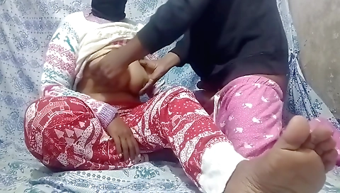 Sexy brunette teen in sexy black bra and red panties