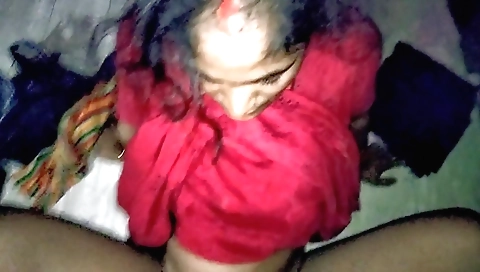 Indian girl in a sexy dress is playing with his penis