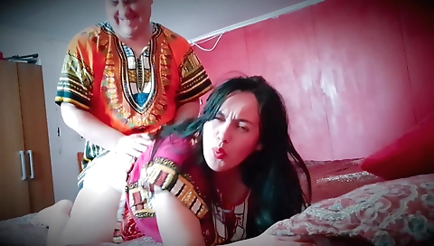 Brunette stepmom fucks her stepson with her large ass