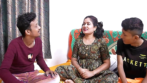 Busty big ass MILF gets fucked by two horny stepbrothers