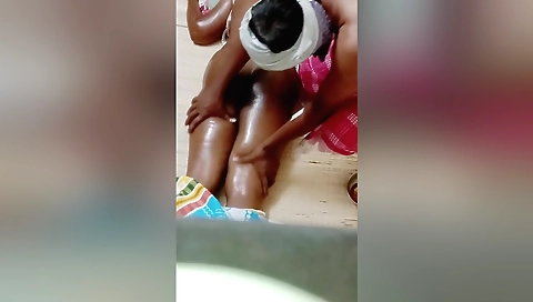 Indian wife massaged by her husband in the bedroom video
