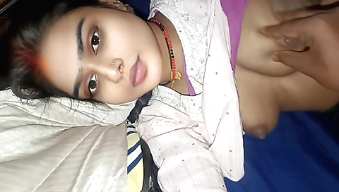 Indian slut is playing with her big cock and her boobs