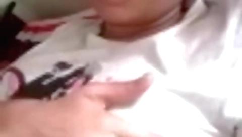 Sexy blonde teen shows her big round boobs in webcam clip