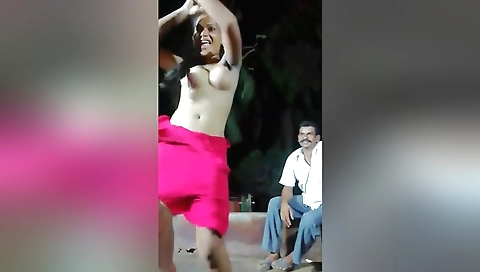 Indian teen with a sexy body in a public outdoor dance