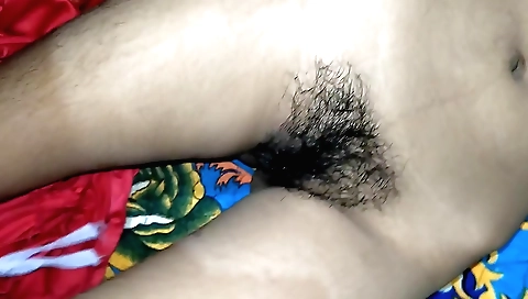 Handjob with an Indian girl and it's all on her hairy cunt