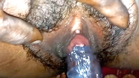 Sexy chick with hairy pussy gets to enjoy the cum and moans