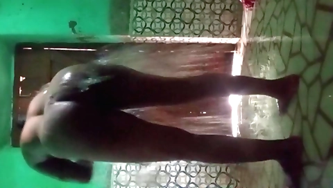 Busty teen masturbates in her bathroom after shower