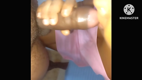 Indian hottie takes a facial to her pussy and gets some bashing