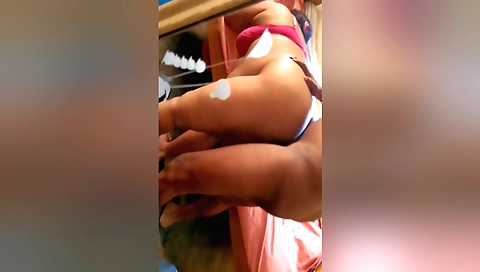 Indian lady with big tits and a juicy ass has a hard ass