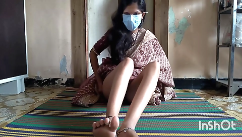 Hindu teen strips naked and masturbates in solo porn video