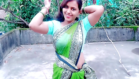 Sexy brunette nude in the nude outdoor with a shower