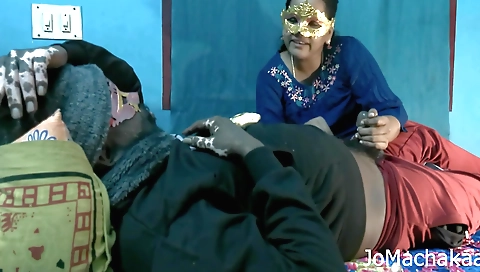 Brunette with small tits riding and sucking a dick