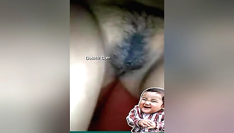 Busty amateur brunette shows her hairy pussy on webcam