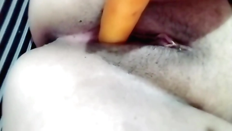 Hairy naked solo female with a shaved pussy and a hairy pussy