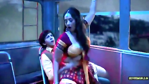 Indian milf with big boobs has sex in a bus with big dick