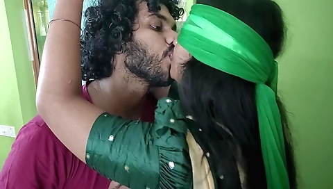 Amature brunette is tied up on the ceiling by hands and blindfolded