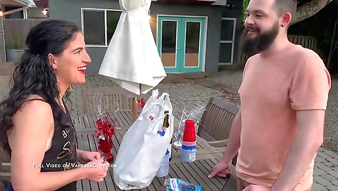Blonde and brunette making dirty talk in the kitchen
