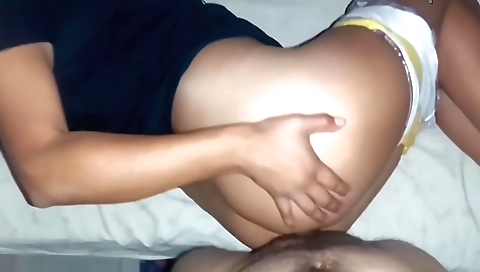 Brunette with a shaved pussy nailed by her stepfathers