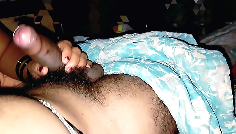 Indian girl sucks and gets a blowjob from her husband