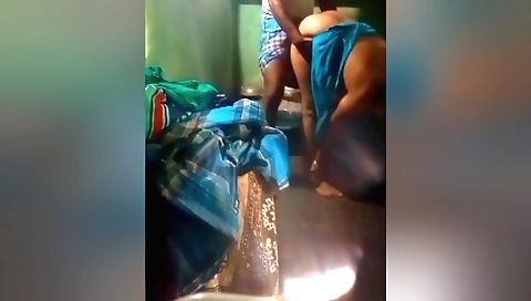 Indian girl in a bathing suit gives a handjob in the bathroom