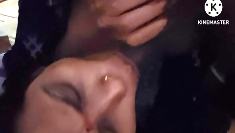 Indian brunette teen sucking and humping his fat dick