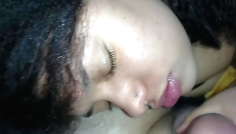 Indian teen sucks a big big deep throat of a big cock
