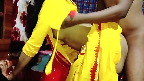 Indian babe is giving her hubby a handjob and blowjob