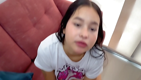 Brunette teen stepsister teaches stepbrother how to fuck a girl