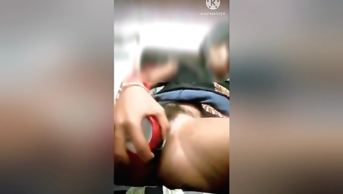 Hairy amateur brunette masturbates with her favorite toy