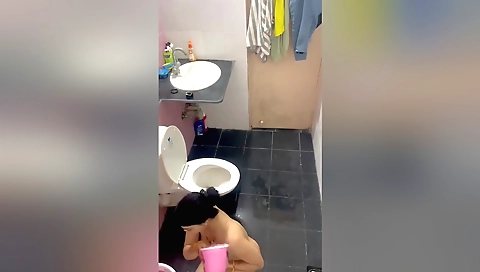 Busty indian brunette milf in homemade 3some in the bathroom