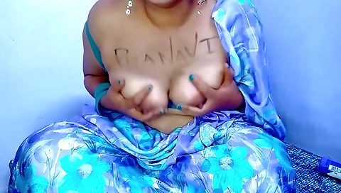 Sangeeta masturbates naked on bed on her bed sheet