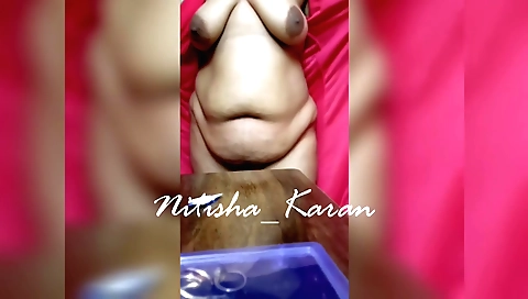 Busty brunette playing with a naked bigbutt bike in parking lot