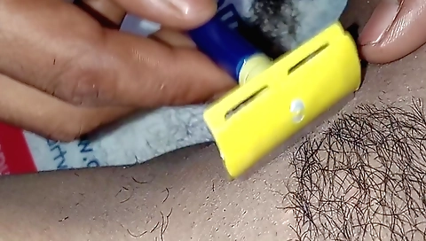 Indian hairy teen gets her pussy cleaned and rubbed